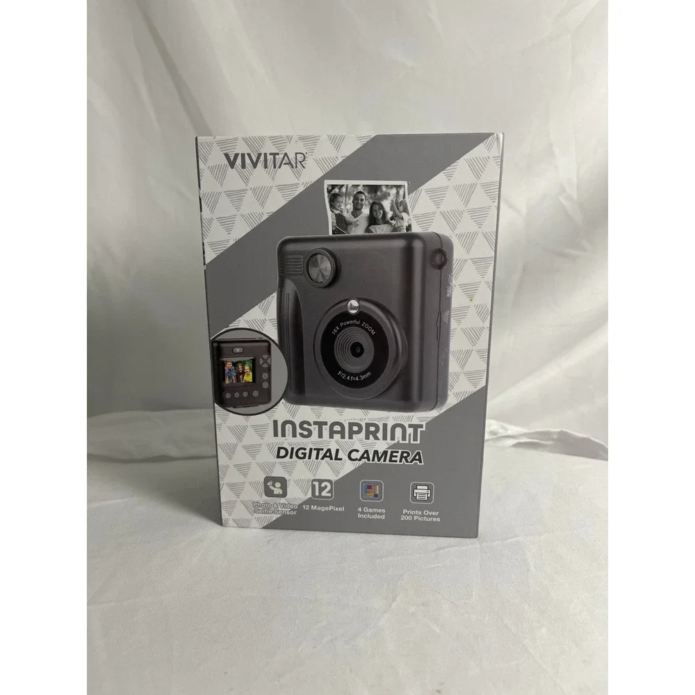 Vivitar Instaprint Instant Camera 16x Zoom HD Video Flash Games Included Black